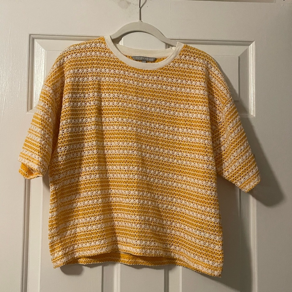 Yellow and White Striped Knit Top
